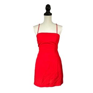 Princess Polly Si Senorita Open Back Lace Up Mini Dress in Red Party NWT Size 4